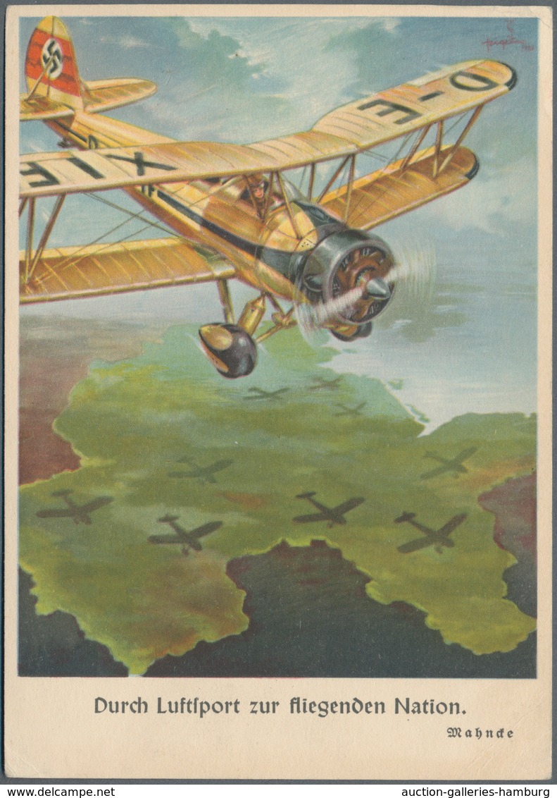 Ansichtskarten: Propaganda: 1936, Durch Luftsport Zur Fliegenden Nation, Mehrfarbige Karte Mit Abb. - Partidos Politicos & Elecciones