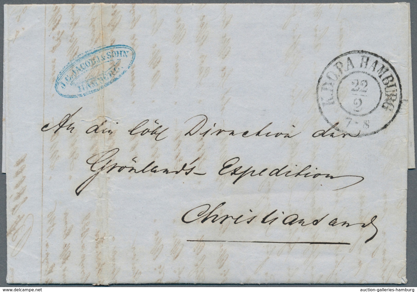 Thematik: Arktis / Arctic: 1853: Entire Letter From Hamburg With "K.D.O.P.A HAMBURG 22.2" (cds Of Th - Otros & Sin Clasificación