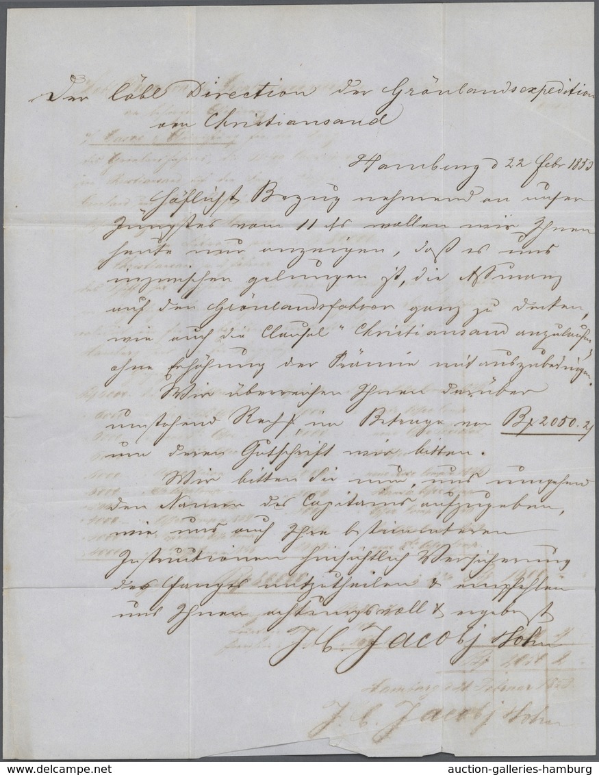 Thematik: Arktis / Arctic: 1853: Entire Letter From Hamburg With "K.D.O.P.A HAMBURG 22.2" (cds Of Th - Sonstige & Ohne Zuordnung