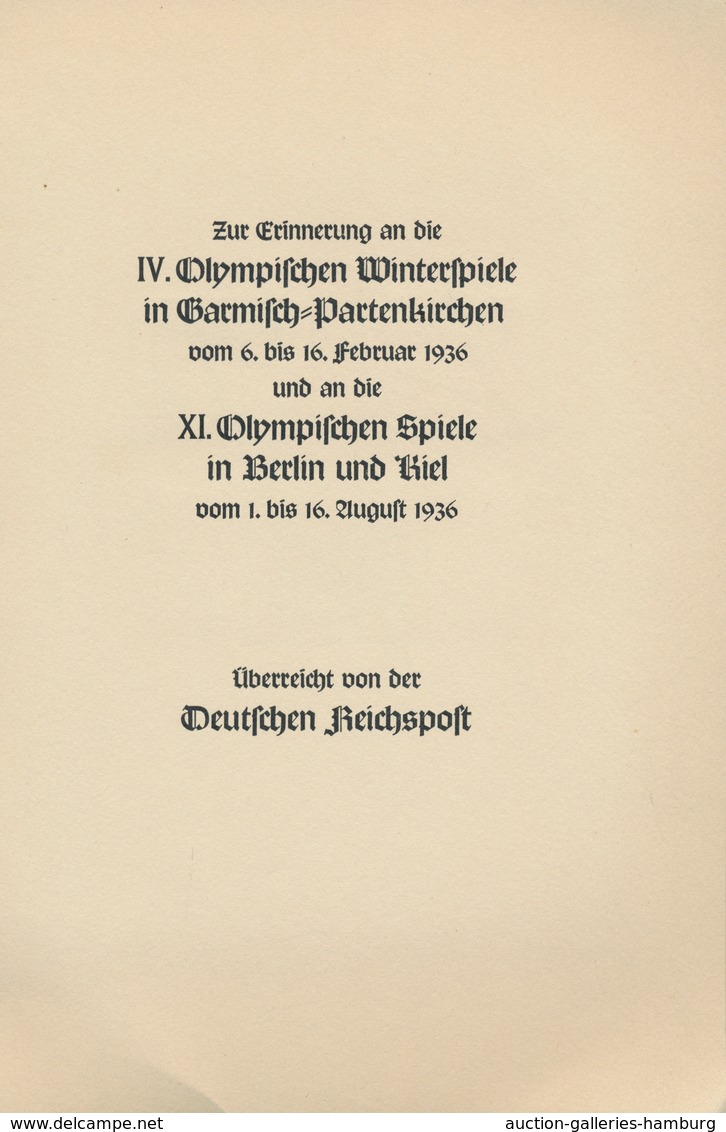 Thematik: Olympische Spiele / Olympic Games: 1936 - BERLIN/GARMISCH: Offizielles Geschenkheft Der Re - Andere & Zonder Classificatie