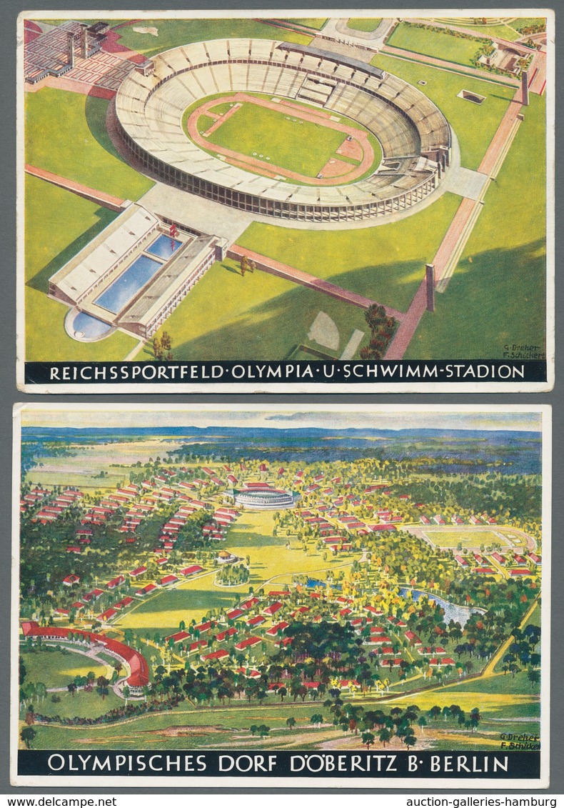Thematik: Olympische Spiele / Olympic Games: 1936 - BERLIN/GARMISCH: Fünf Offizielle Color-Werbekart - Autres & Non Classés