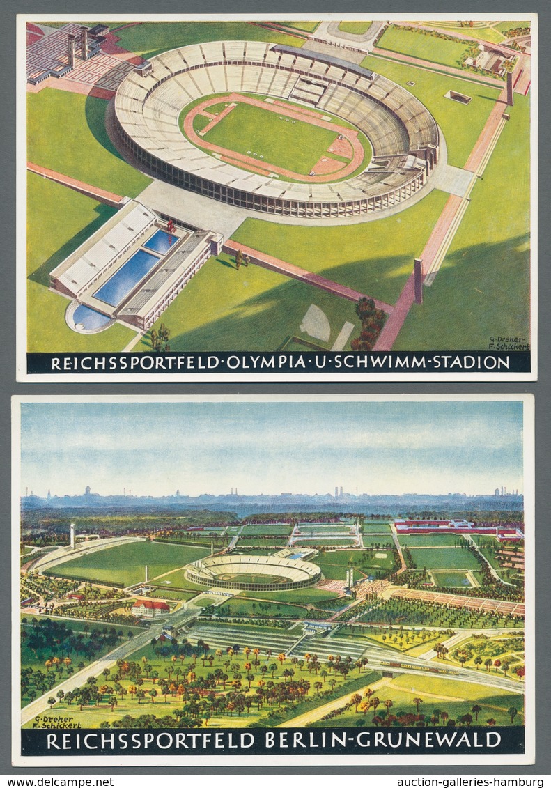 Thematik: Olympische Spiele / Olympic Games: 1936 - BERLIN/GARMISCH: Sechs Offizielle Color-Werbekar - Otros & Sin Clasificación