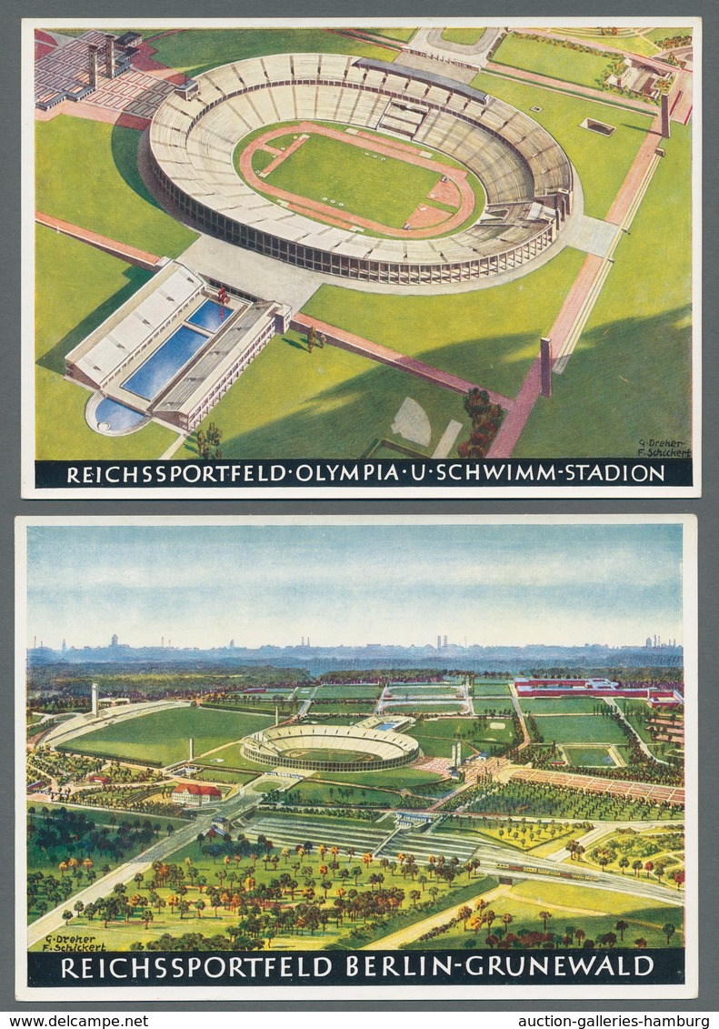 Thematik: Olympische Spiele / Olympic Games: 1936 - BERLIN/GARMISCH: Sechs Offizielle Color-Werbekar - Andere & Zonder Classificatie