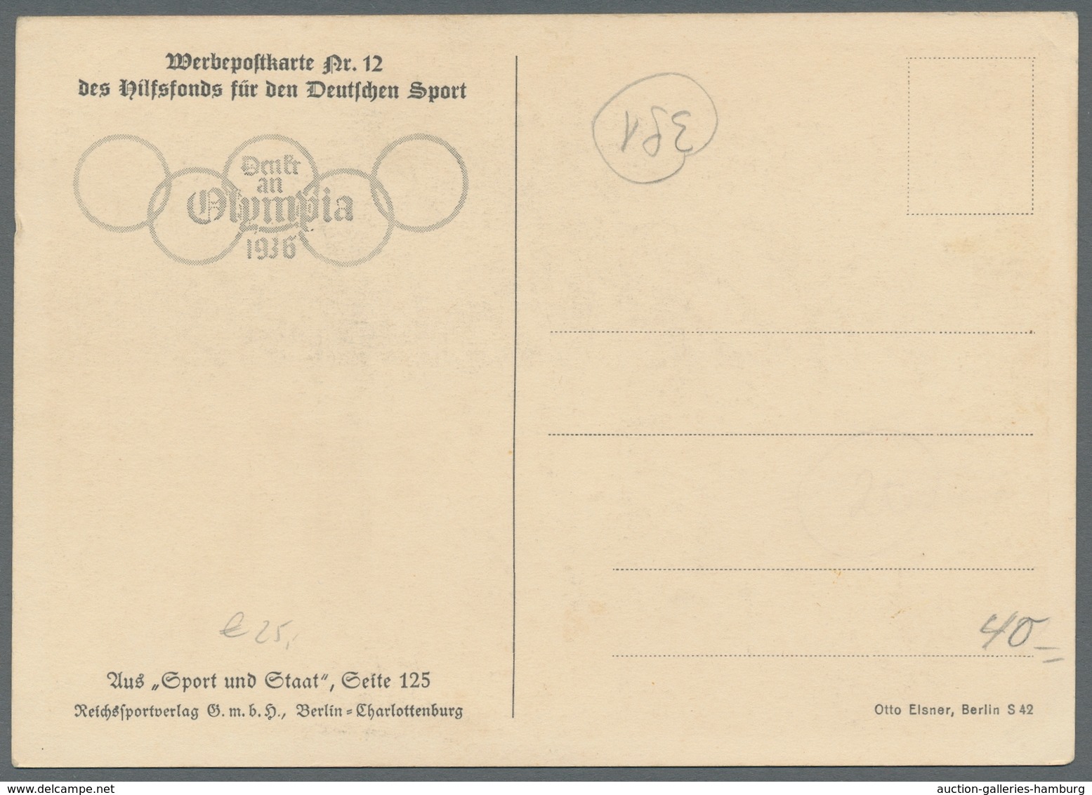 Thematik: Olympische Spiele / olympic games: 1936 - BERLIN: 16 verschiedene Werbekarten in meist seh