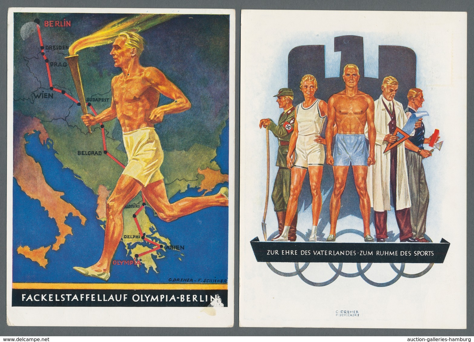 Thematik: Olympische Spiele / Olympic Games: 1936 - BERLIN: Drei Offizielle Color-Werbekarten Je Mit - Otros & Sin Clasificación