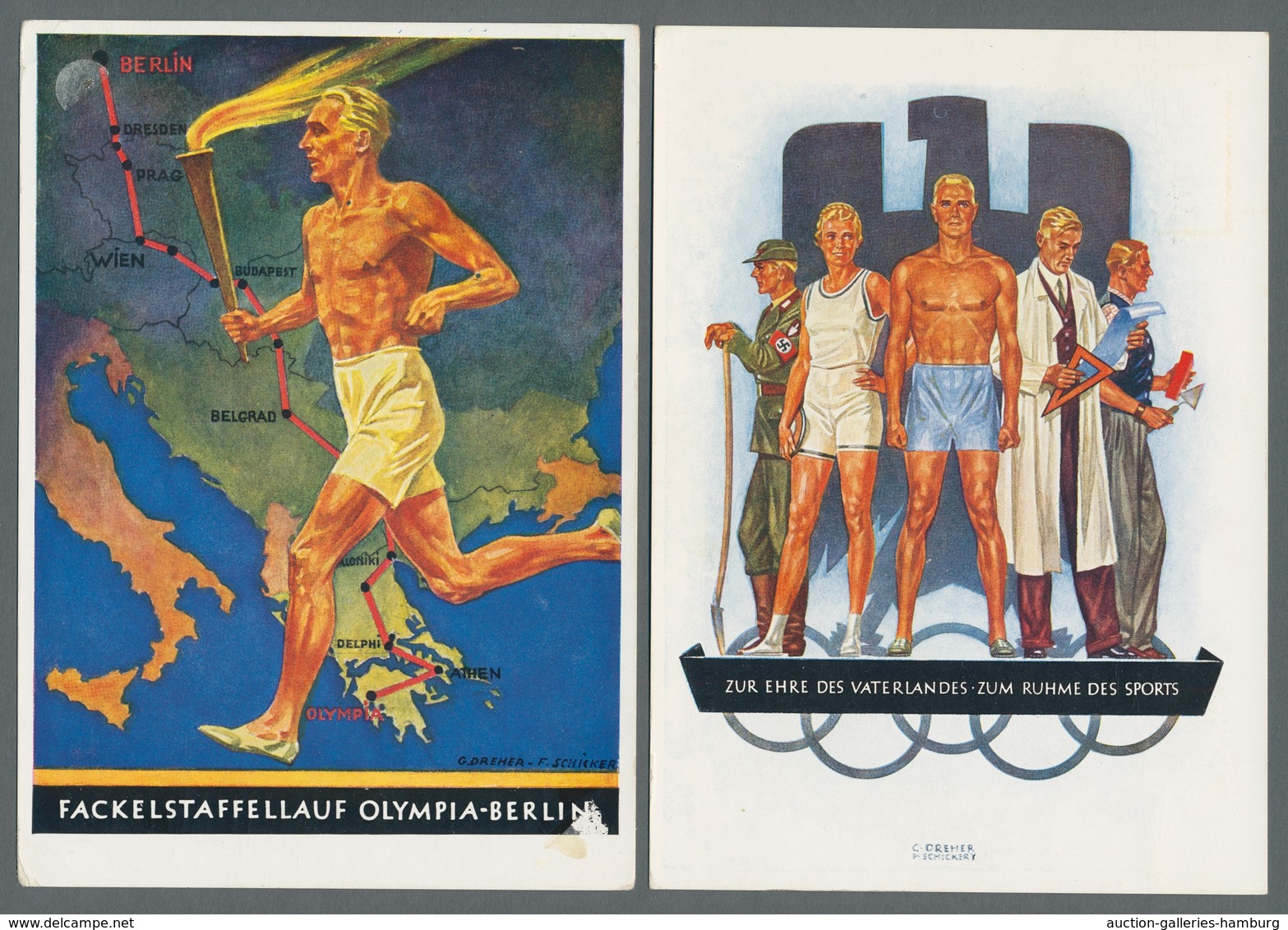 Thematik: Olympische Spiele / Olympic Games: 1936 - BERLIN: Drei Offizielle Color-Werbekarten Je Mit - Sonstige & Ohne Zuordnung