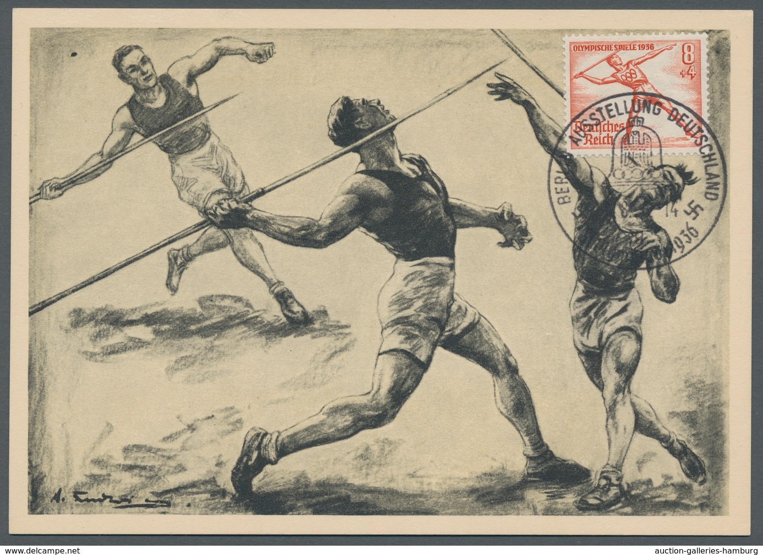 Thematik: Olympische Spiele / Olympic Games: 1936 - BERLIN: Offizielle Werbekarte Nr. 9 (Speerwerfer - Sonstige & Ohne Zuordnung