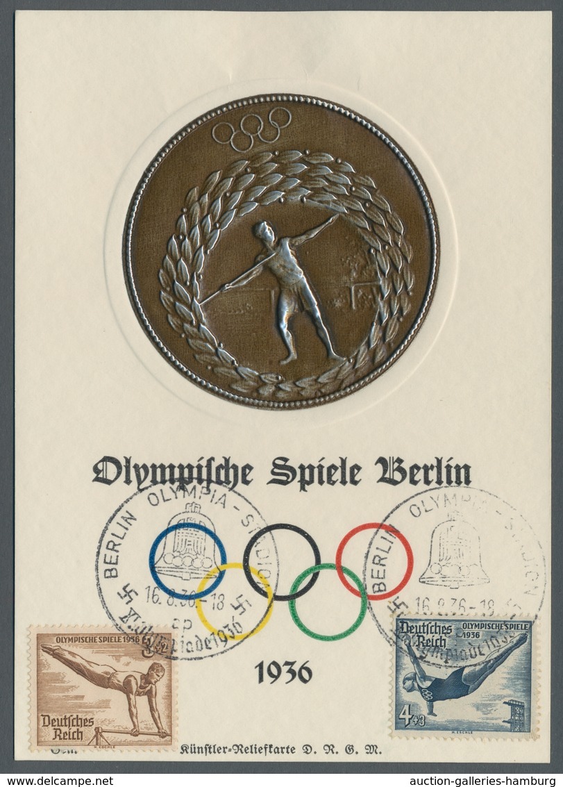 Thematik: Olympische Spiele / Olympic Games: 1936 - BERLIN: Seltene Künstler-Reliefkarte Mit Frankat - Sonstige & Ohne Zuordnung