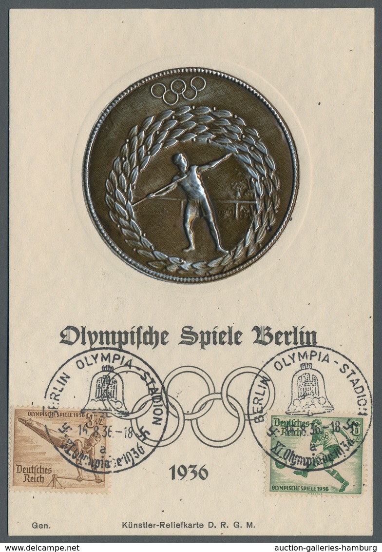 Thematik: Olympische Spiele / Olympic Games: 1936 - BERLIN: Seltene Künstler-Reliefkarte Mit Frankat - Otros & Sin Clasificación