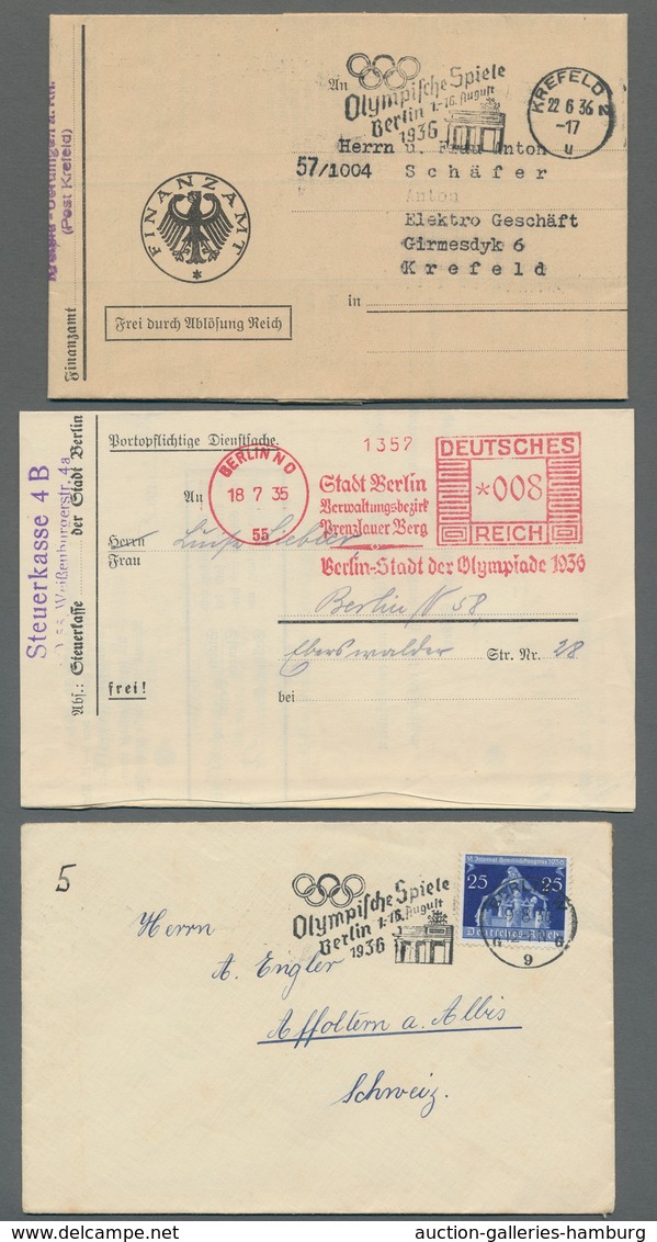Thematik: Olympische Spiele / olympic games: 1936 - BERLIN: Zusammenstellung von elf Belegen in über