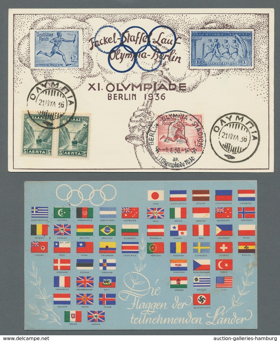 Thematik: Olympische Spiele / olympic games: 1936 - BERLIN: elf meist Colorkarten in überwiegend gut