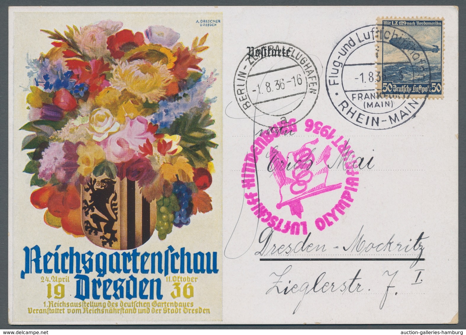 Thematik: Olympische Spiele / Olympic Games: 1936 - BERLIN: Zeppelinkarte Zur Olypiafahrt Mit Bestät - Sonstige & Ohne Zuordnung