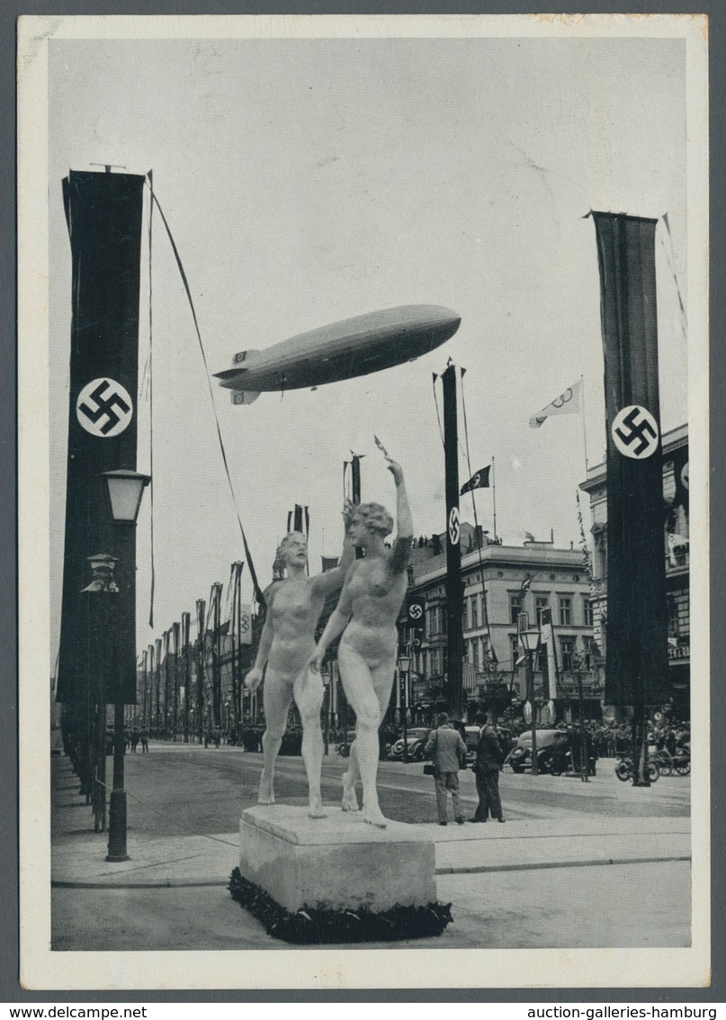 Thematik: Olympische Spiele / Olympic Games: 1936 - BERLIN: Zwei S/w-Fotokarten Zeppelin/Olymp. Spie - Otros & Sin Clasificación