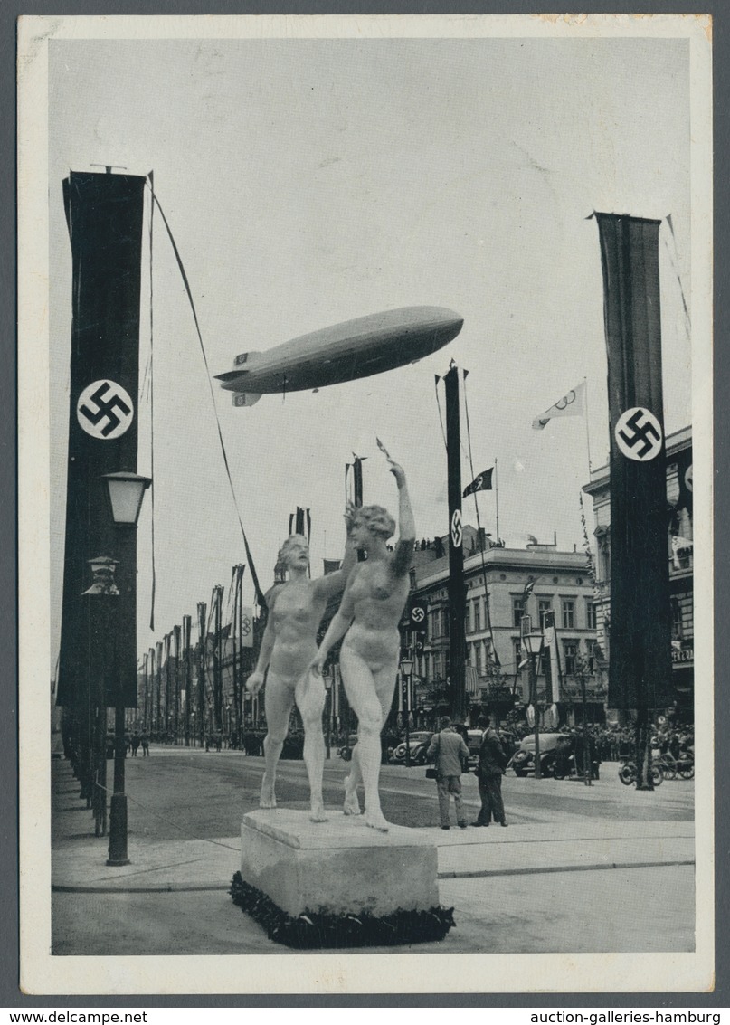 Thematik: Olympische Spiele / Olympic Games: 1936 - BERLIN: Zwei S/w-Fotokarten Zeppelin/Olymp. Spie - Sonstige & Ohne Zuordnung