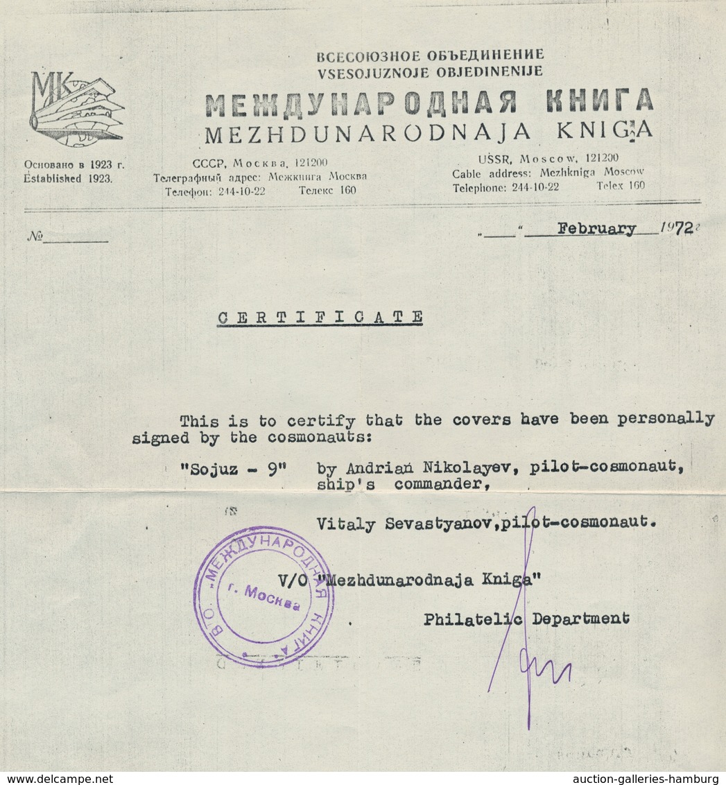 Thematik: Raumfahrt / Astronautics: 1970, Original-Autographen Der Kosmonauten Andrian Nikolayev Und - Otros & Sin Clasificación