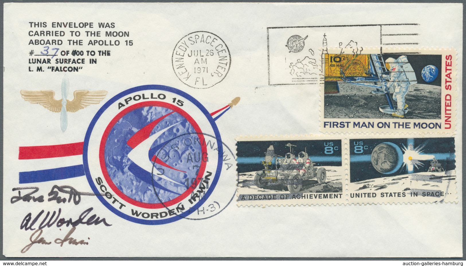 Thematik: Raumfahrt / Astronautics: 1971, THE-"Scott-Cover" USA, MOON COVER APOLLO 15, Envelope (#37 - Other & Unclassified