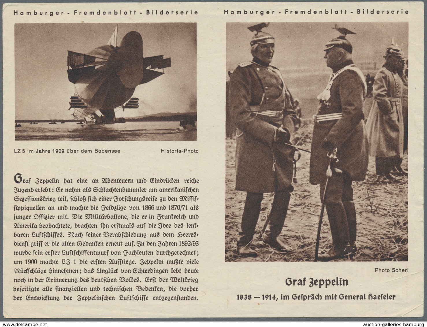 Thematik: Zeppelin / zeppelin: 1910-1938, Partie von 2 farbigen und 2 schwarz/weißen Ansichtskarten