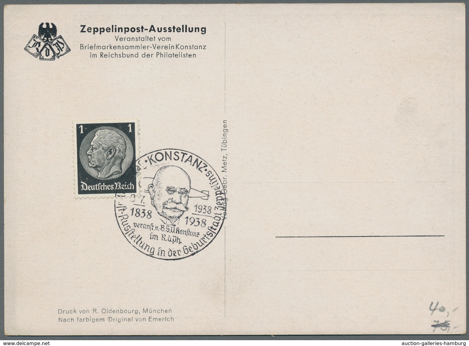 Thematik: Zeppelin / zeppelin: 1910-1938, Partie von 2 farbigen und 2 schwarz/weißen Ansichtskarten