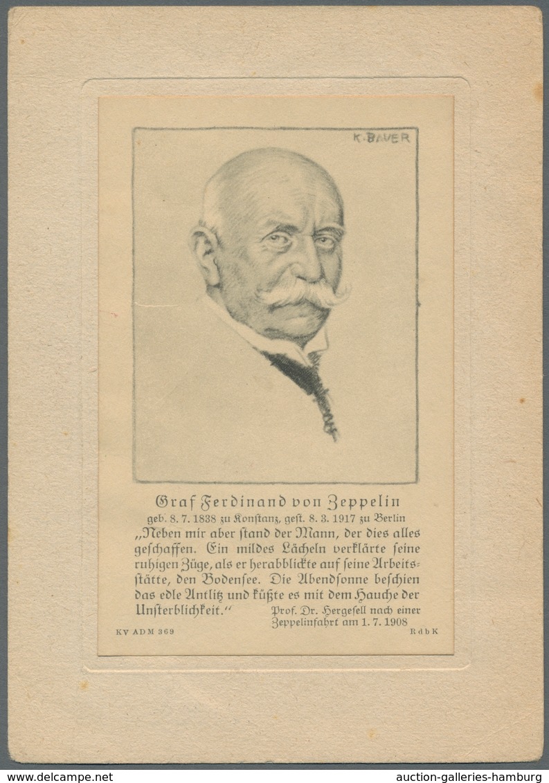 Thematik: Zeppelin / zeppelin: 1910-1938, Partie von 2 farbigen und 2 schwarz/weißen Ansichtskarten