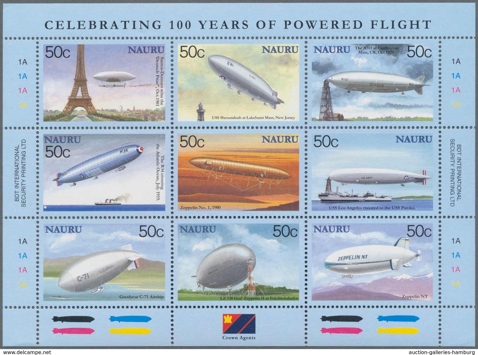 Thematik: Zeppelin / Zeppelin: 2003, NAURU: 100 Years Of Powered Flight (Zeppelin) Complete Set In A - Zeppeline