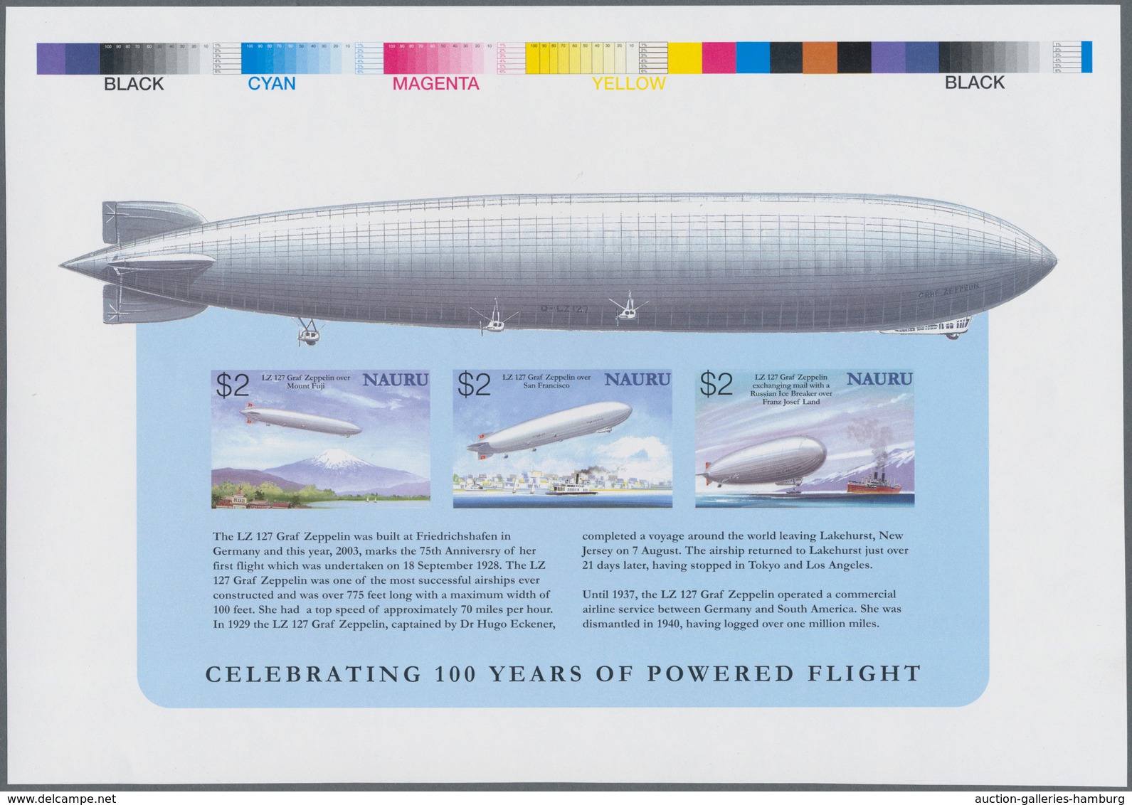 Thematik: Zeppelin / Zeppelin: 2003, NAURU: 100 Years Of Powered Flight (Zeppelin) Complete Set In A - Zeppelines