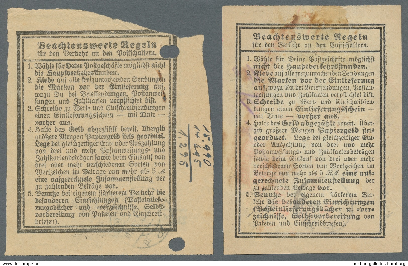 Flugpost Übersee: 1923, Partie Von Zehn Verschiedenen Posteinlieferungsscheinen Der Hochinflationsze - Sonstige & Ohne Zuordnung