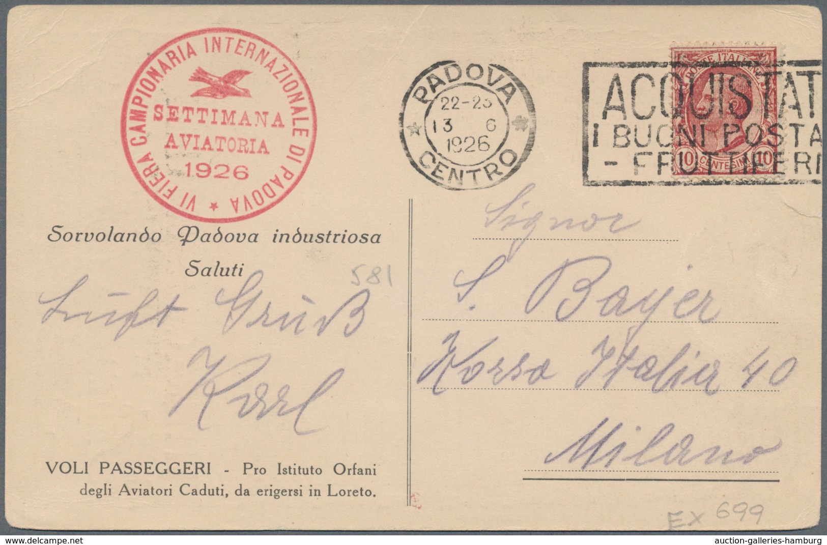 Flugpost Europa: 1926. "Flight Week", Two Letters And A Post Card With Flight Related Cachets From P - Sonstige - Europa