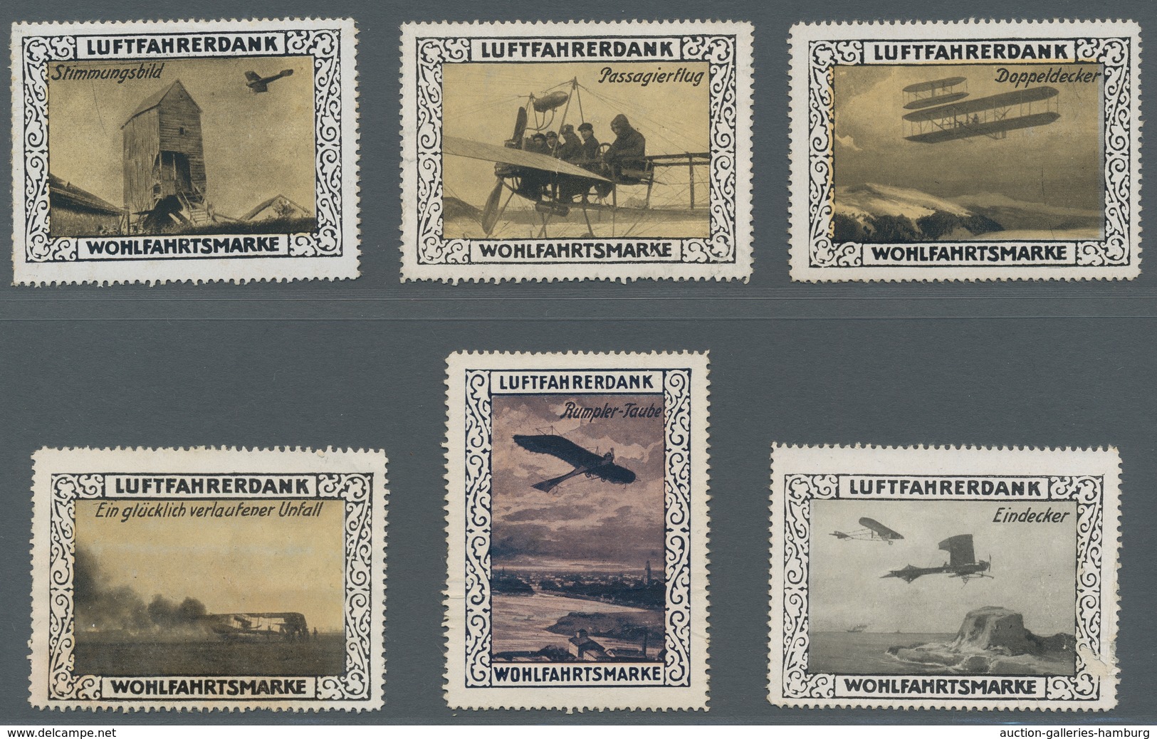 Flugpost Deutschland: 1912-1916, Partie von 10 verschiedenen ungebrauchten Ansichtskarten und einer