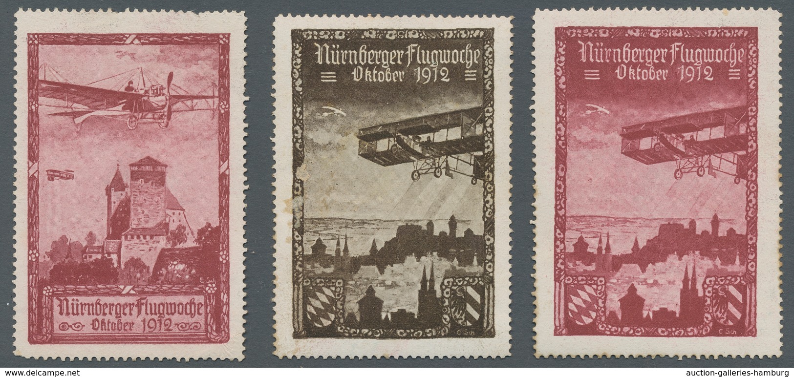 Flugpost Deutschland: 1912-1916, Partie von 10 verschiedenen ungebrauchten Ansichtskarten und einer