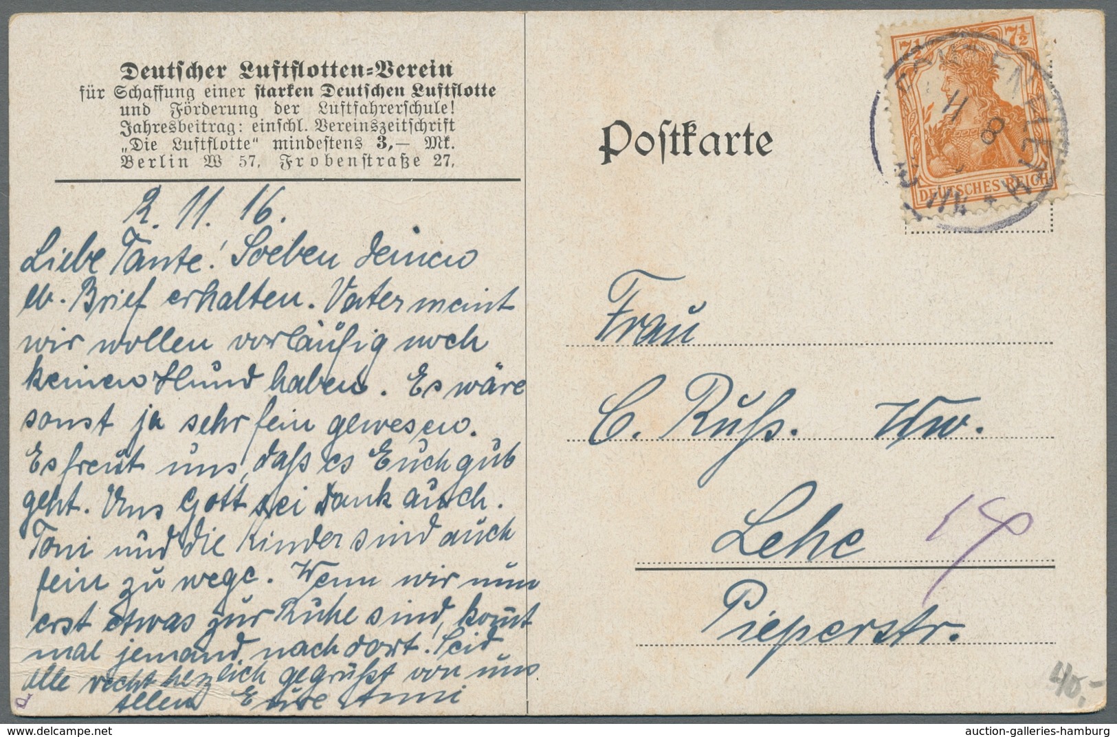 Flugpost Deutschland: 1912-1916, Partie von 10 verschiedenen ungebrauchten Ansichtskarten und einer
