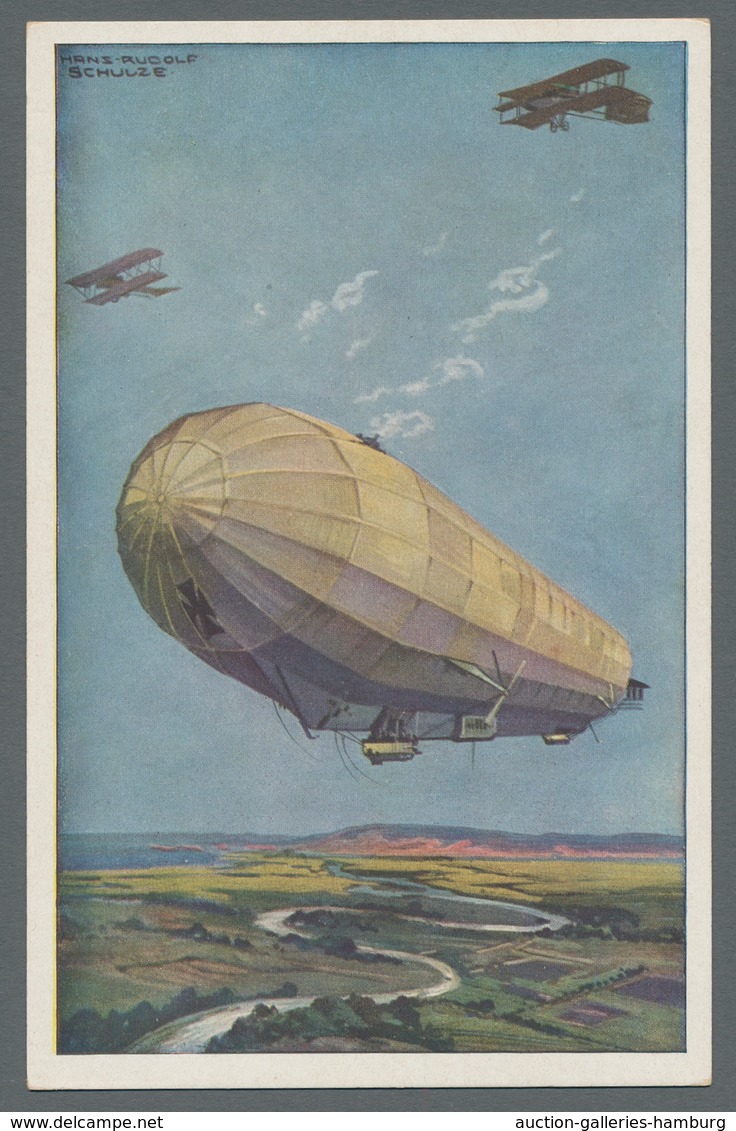 Flugpost Deutschland: 1914 (ca.), Zwölf Verschiedene Oft Colorkarten Des "Deutschen Luftflotten-Vere - Luft- Und Zeppelinpost