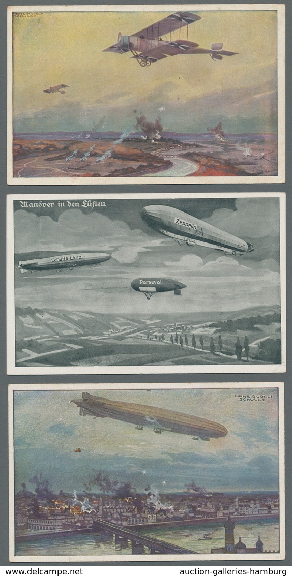 Flugpost Deutschland: 1914 (ca.), Zwölf Verschiedene Oft Colorkarten Des "Deutschen Luftflotten-Vere - Luchtpost & Zeppelin