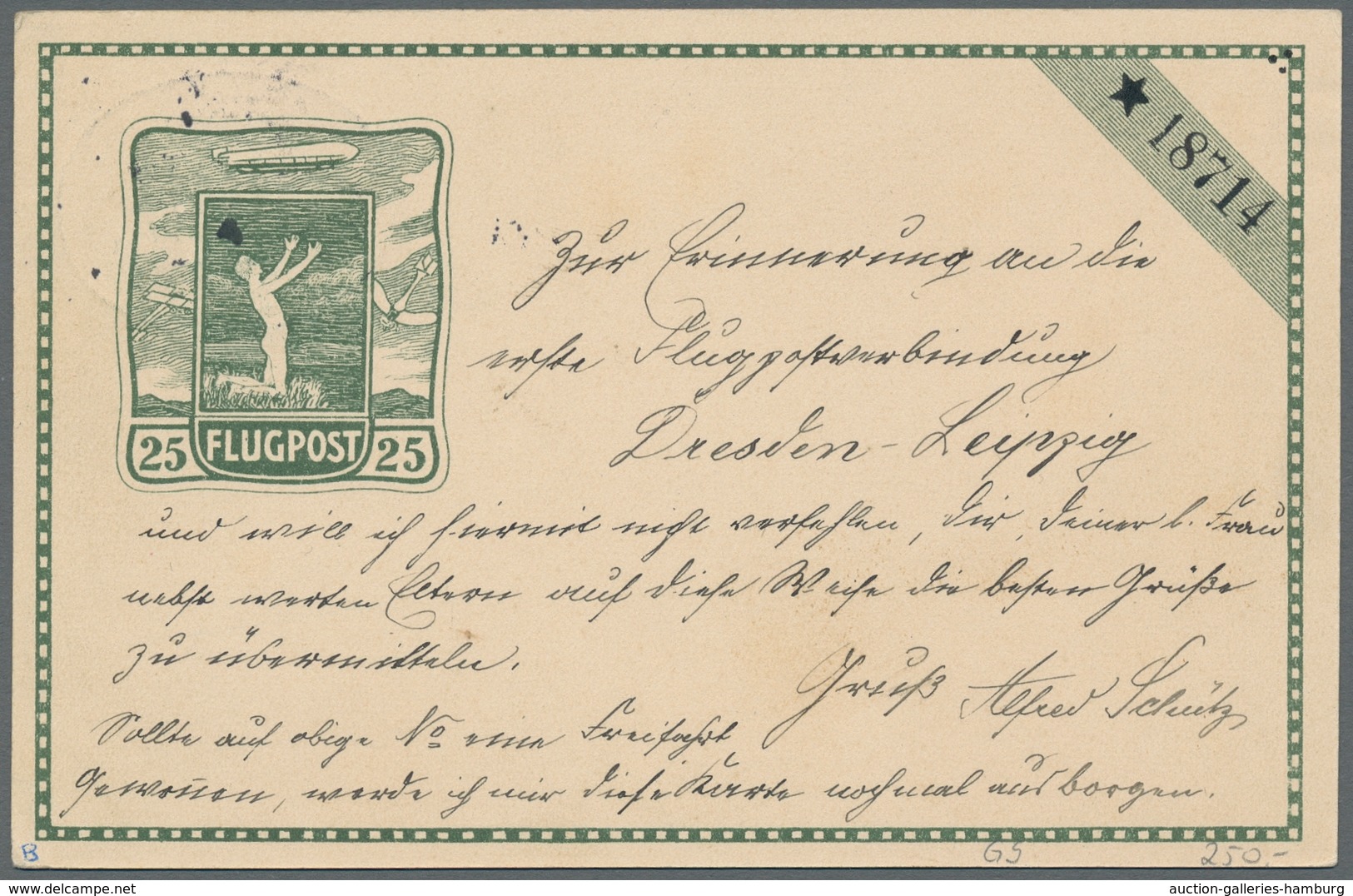 Flugpost Deutschland: 1914, Germania 5 Pfennig Als Einzelfrankatur Auf Echtgelaufener Flugpostsonder - Luft- Und Zeppelinpost