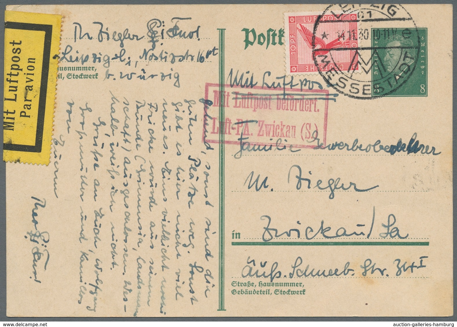 Flugpost Deutschland: 1926-1931, 15 Pfennig Auffliegender Adler-Ganzsache Mit Stempel "Königsberg (P - Luft- Und Zeppelinpost