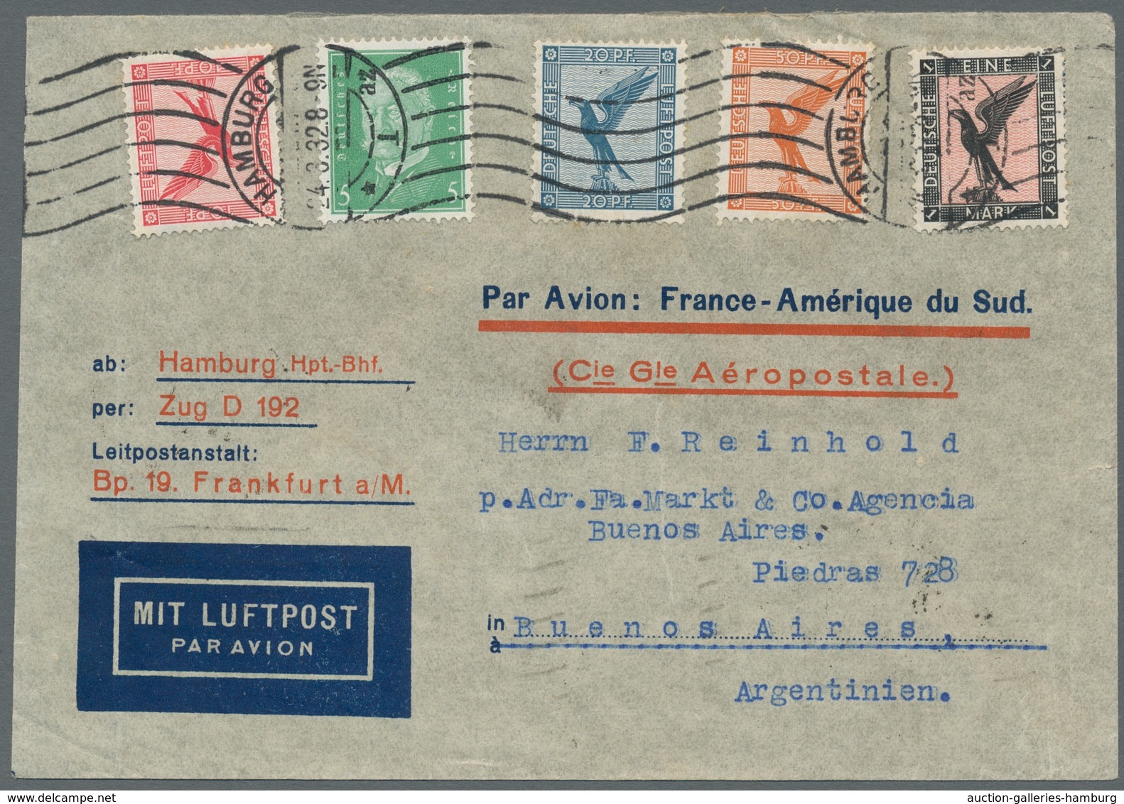 Flugpost Deutschland: 1932-1933, Drei Luftpost-Briefe Mit Aufdruck "PAR AVION: France-Amérique Du Su - Luchtpost & Zeppelin