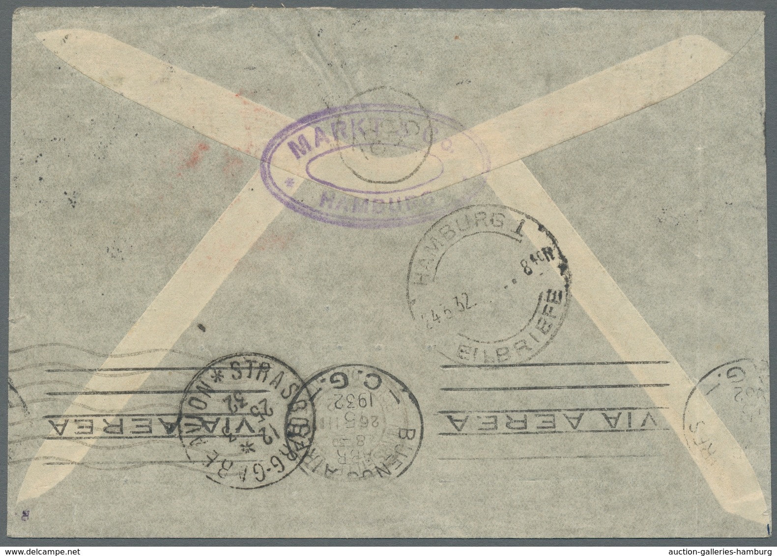 Flugpost Deutschland: 1932-1933, Drei Luftpost-Briefe Mit Aufdruck "PAR AVION: France-Amérique Du Su - Poste Aérienne & Zeppelin