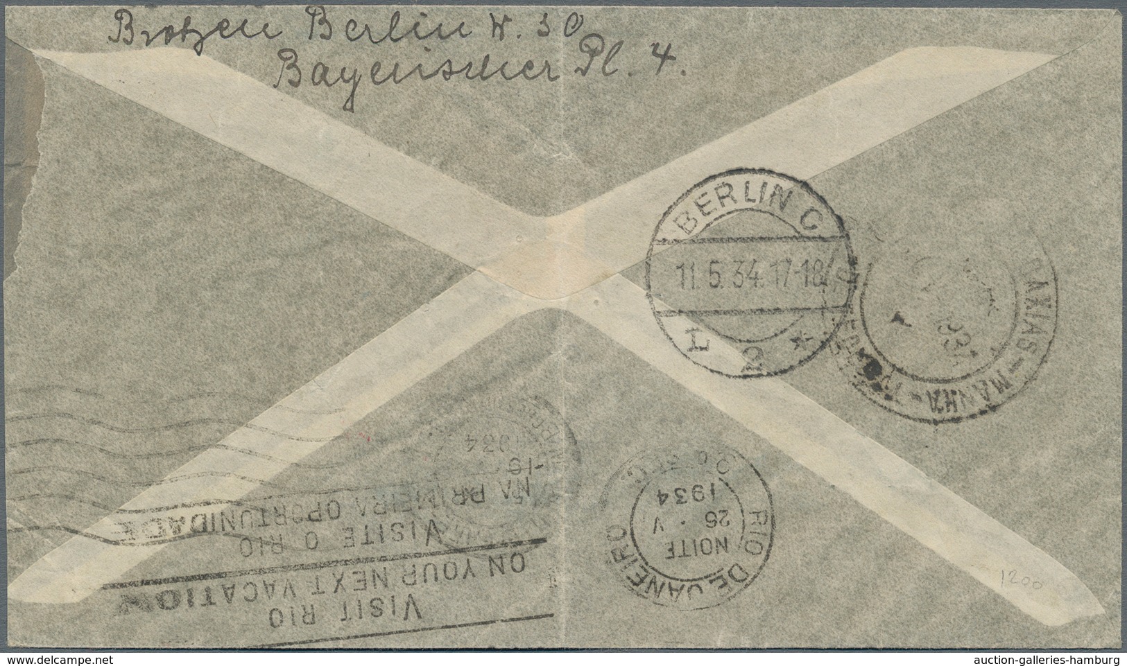Flugpost Deutschland: 1934, Bedarfs-Luftpostbrief Mit 1.55 RM-Frankatur (incl. 1 RM Chicagofahrt) Ab - Airmail & Zeppelin