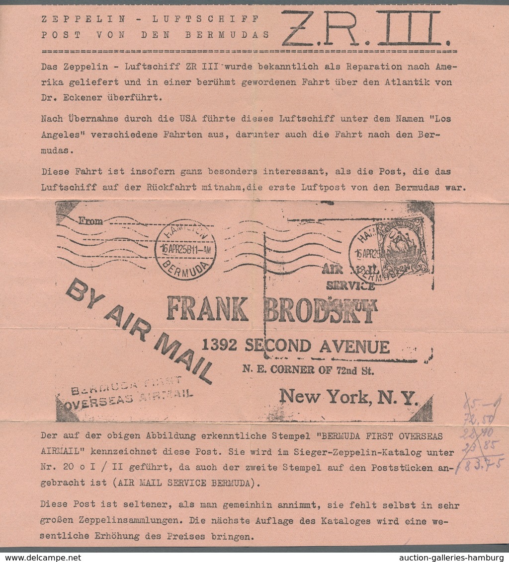 Zeppelinpost Übersee: 1925, "LZ 126 Los Angeles" Brief Von Der Fahrt Von Bermuda Nach Lakehurst Mit - Zeppeline