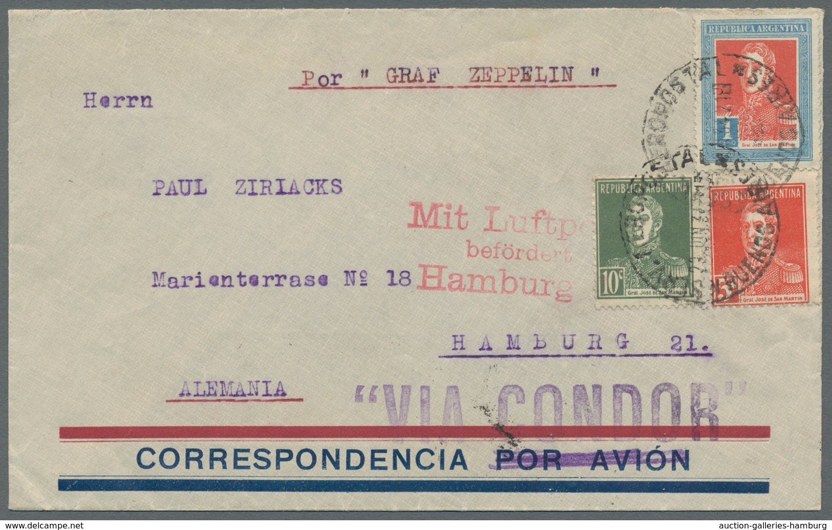 Zeppelinpost Übersee: 1932-1934, 2 Zeppelinpostbriefe Mit Argentinischer Frankatur, Darunter Einer M - Zeppelins