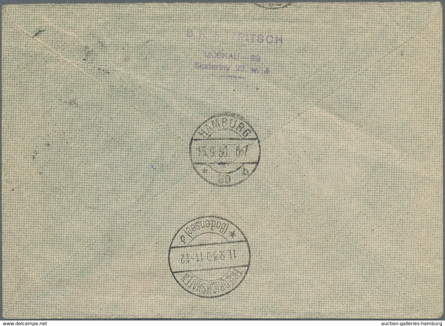 Zeppelinpost Europa: 1930, Trip To Russia, Registered Cover Bearing 1kop., 14 Kop. And 1rbl. Oblit. - Otros - Europa