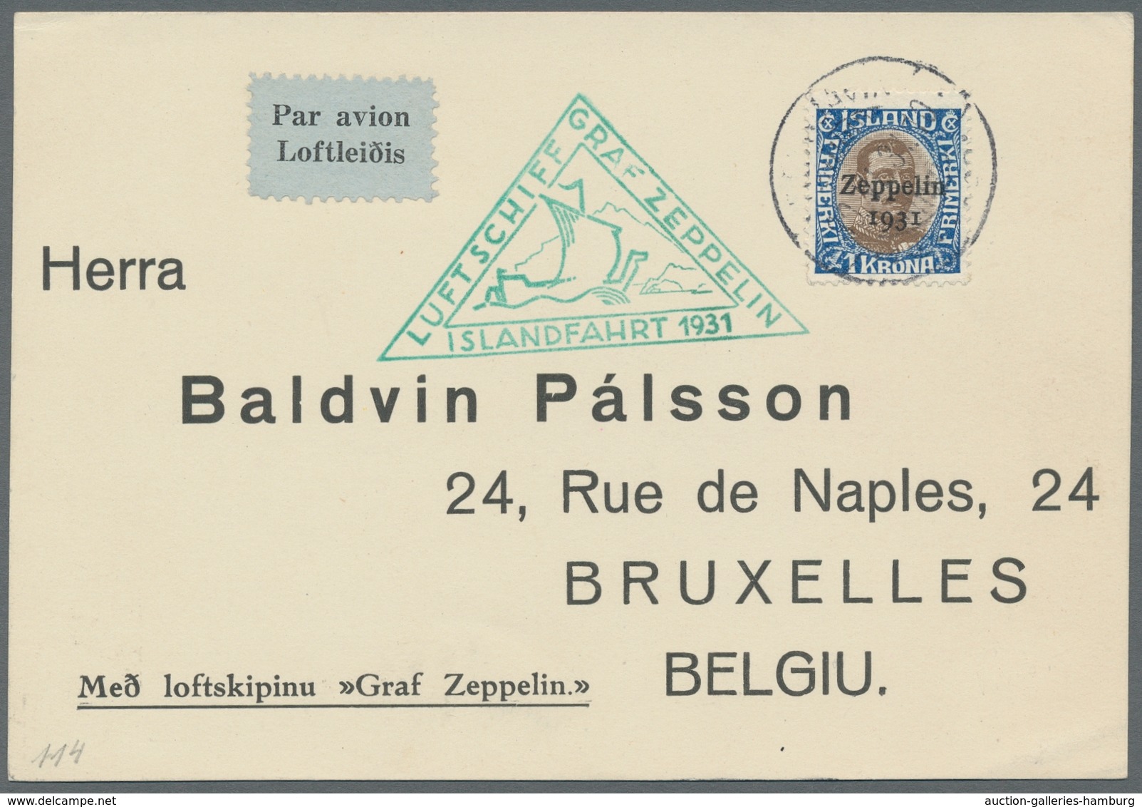 Zeppelinpost Europa: 1931, Islandfahrt 2 Sehr Guterhaltene Karten Mit Entsprechendem Grünen Sonderbe - Andere-Europa