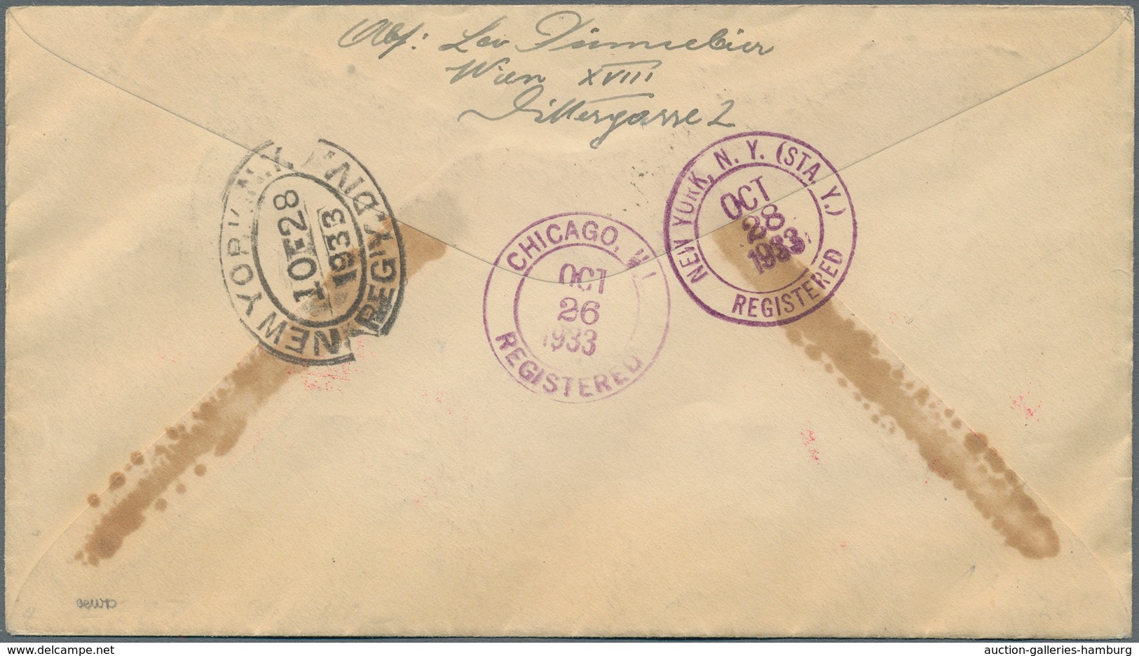 Zeppelinpost Europa: 1933, Chicagofahrt, Österreichische Post Bis Chicago, R-Brief Mit Bunter Flugpo - Europe (Other)