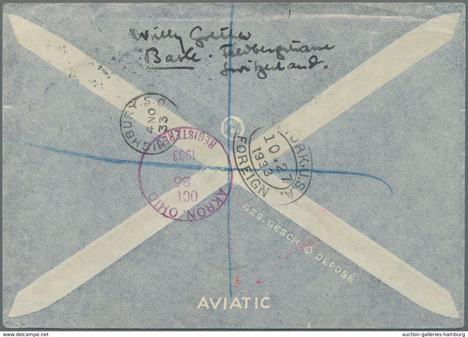 Zeppelinpost Europa: 1933, Chicagofahrt, Schweizer Post, R-Brief Mit Besserer Frankatur, Aufgabestem - Autres - Europe