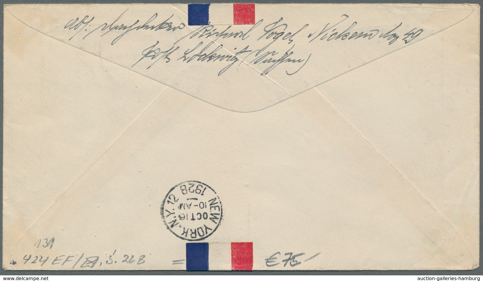 Zeppelinpost Deutschland: 1928, "Amerikafahrt" 4 Mark Zeppelin (Mi.Nr. 424) Entwertet Mit Stempel "F - Poste Aérienne & Zeppelin