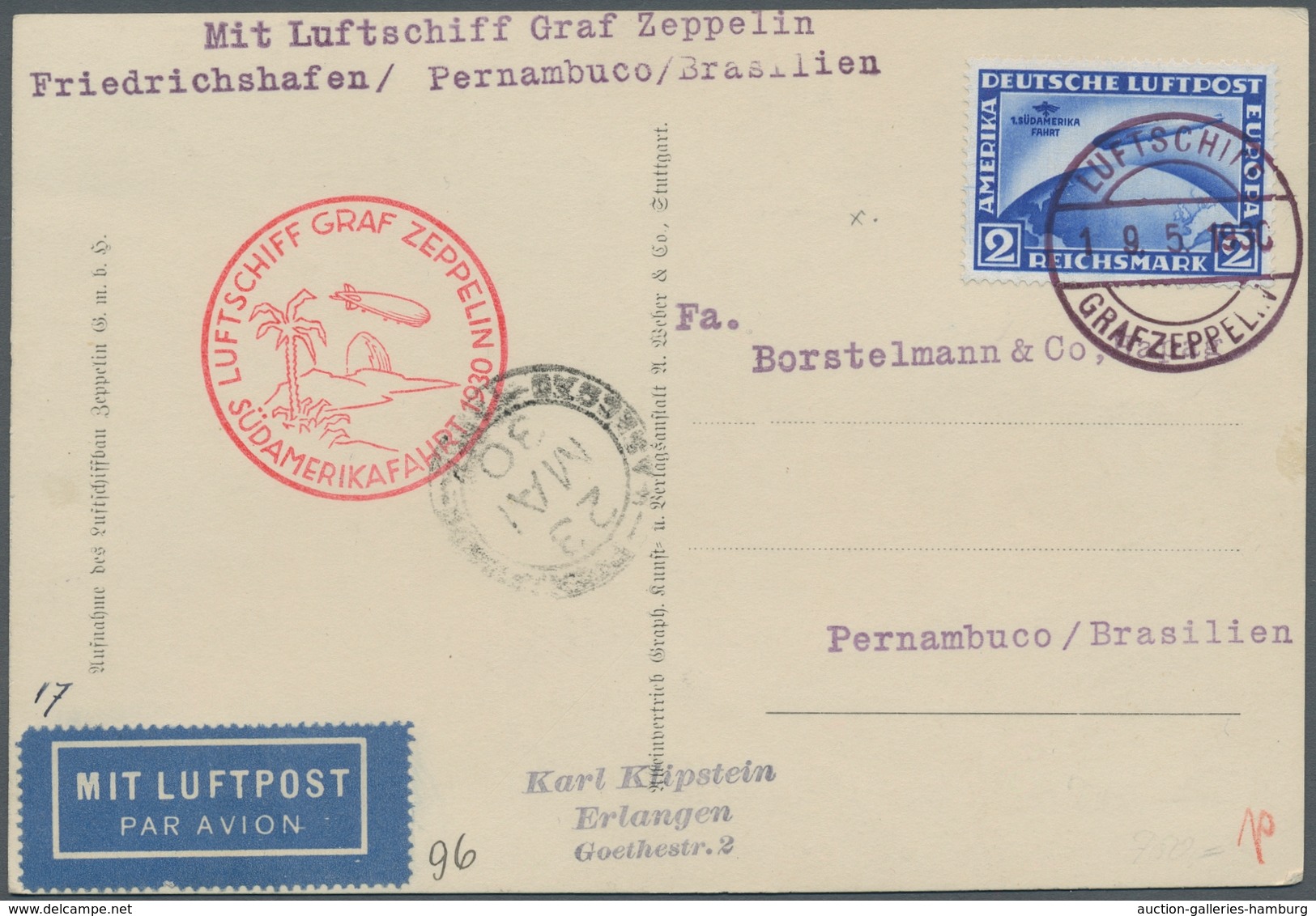 Zeppelinpost Deutschland: 1930 - SAF, Mit 2 RM SAF Frankierte Foto-Bordpostkarte Mit Bestätigungsste - Correo Aéreo & Zeppelin
