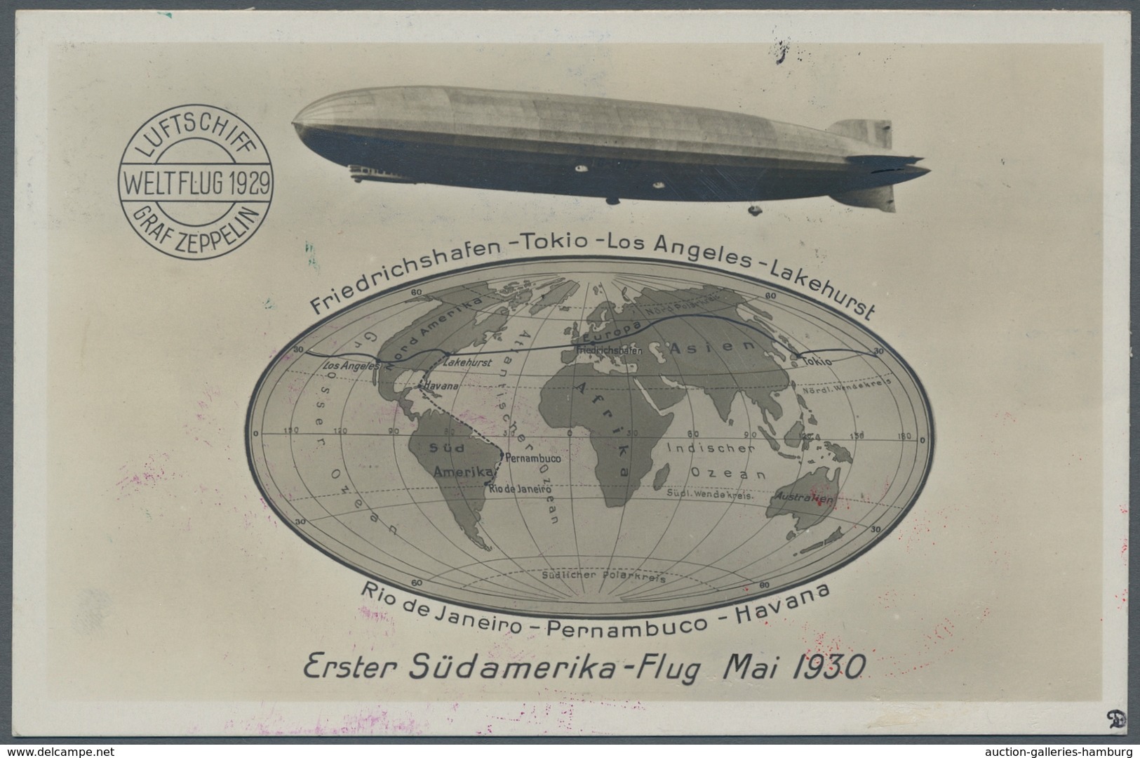 Zeppelinpost Deutschland: 1930 - SAF/Rundfahrt, Mit Komplettem Satz SAF Frankierte AK Der Bordpost M - Poste Aérienne & Zeppelin