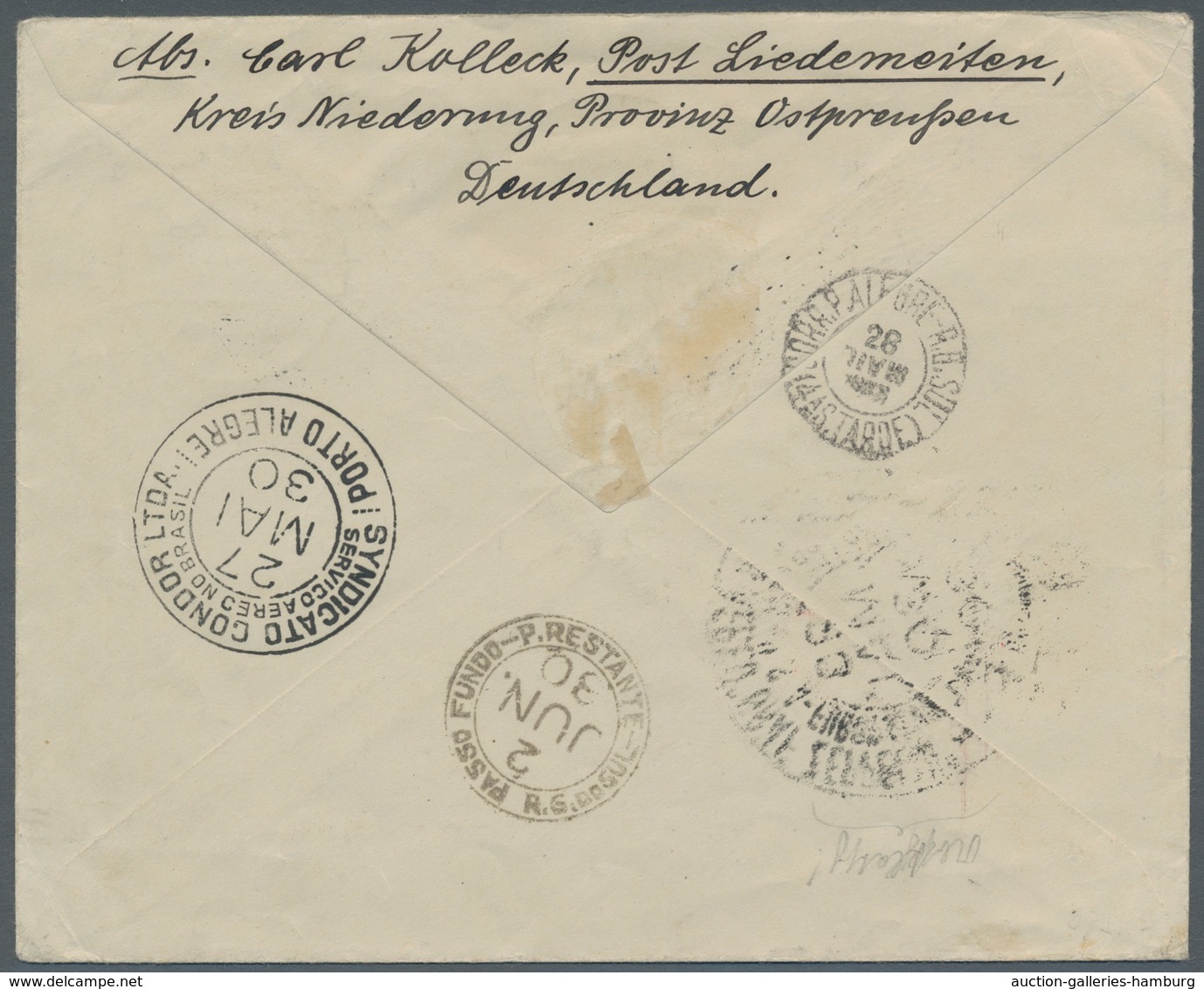 Zeppelinpost Deutschland: 1930 - SAF, Mit 4 RM SAF Frankierter Brief Mit Auflieferung Friedrichshafe - Luft- Und Zeppelinpost