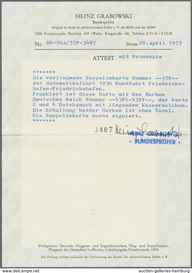 Zeppelinpost Deutschland: 1930 - SAF/Rundfahrt, Mit Komplettem Satz SAF (je WZ. Y) Frankierte Karte - Luft- Und Zeppelinpost