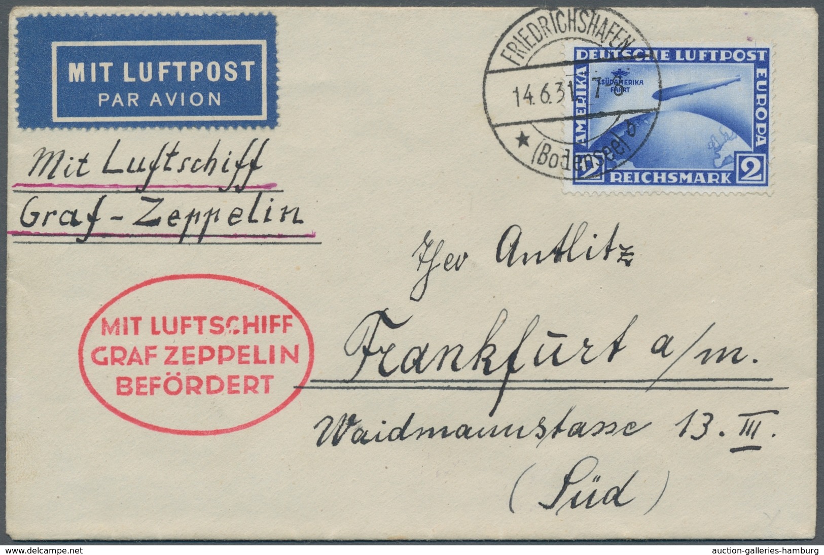 Zeppelinpost Deutschland: 1931 - Fahrt Nach Hannover, Hochwertig Mit 2 RM SAF Frankierter Brief Mit - Luchtpost & Zeppelin