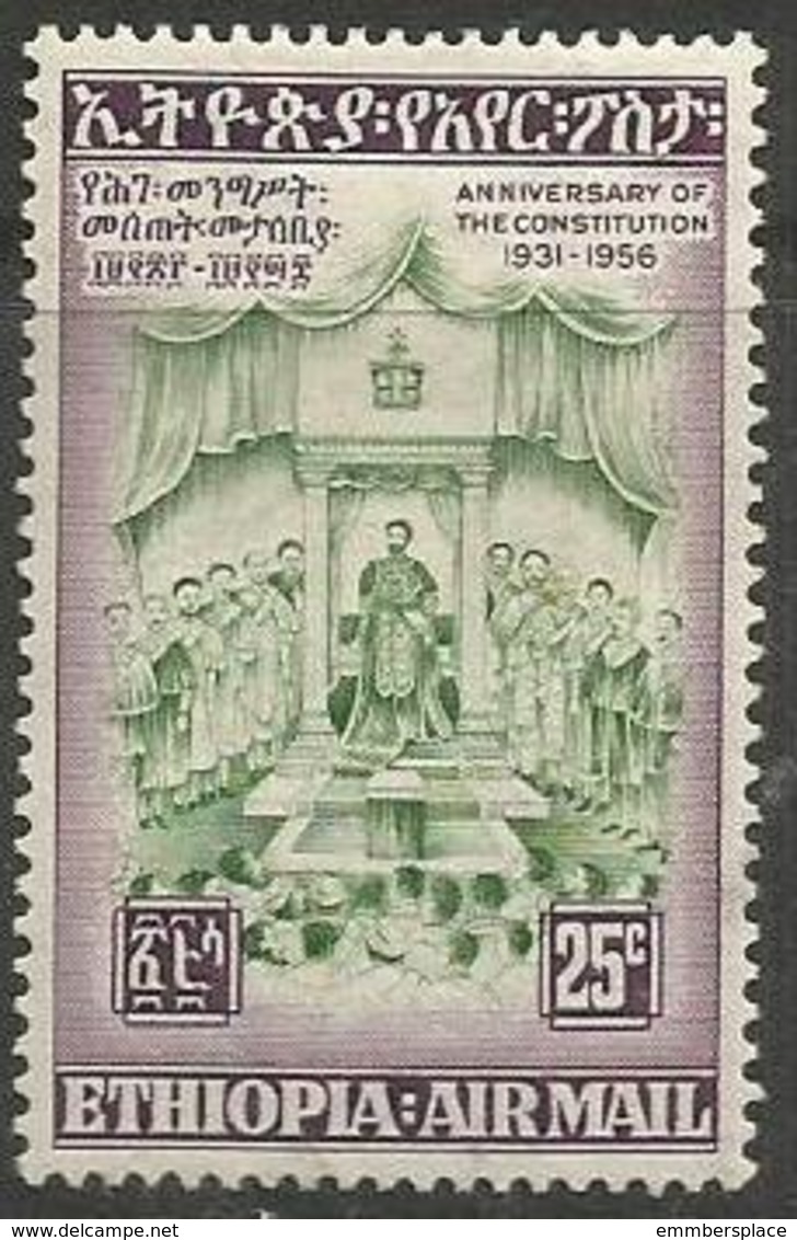 Ethiopia - 1956 Constitution Anniversary 25c MH*  .    Sc C44 - Ethiopia